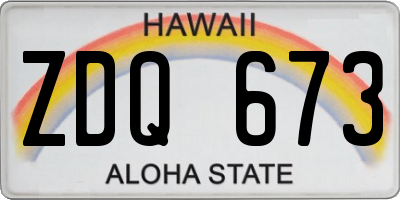 HI license plate ZDQ673
