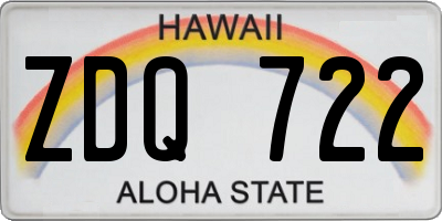 HI license plate ZDQ722
