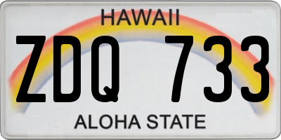 HI license plate ZDQ733