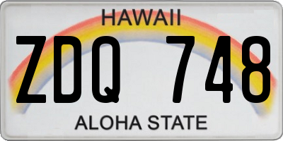 HI license plate ZDQ748