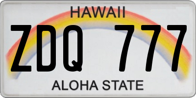 HI license plate ZDQ777