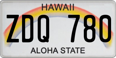 HI license plate ZDQ780