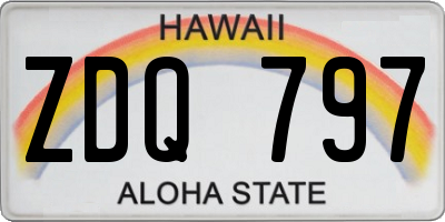 HI license plate ZDQ797