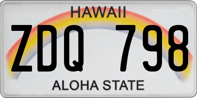 HI license plate ZDQ798