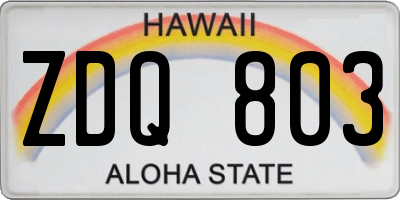 HI license plate ZDQ803