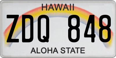 HI license plate ZDQ848