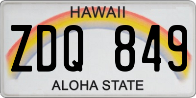 HI license plate ZDQ849