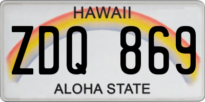 HI license plate ZDQ869