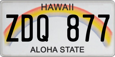 HI license plate ZDQ877