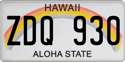 HI license plate ZDQ930
