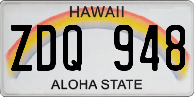 HI license plate ZDQ948