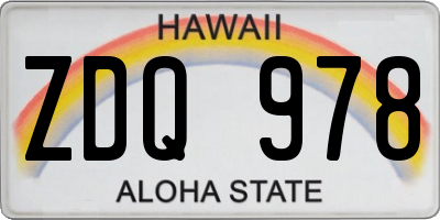 HI license plate ZDQ978