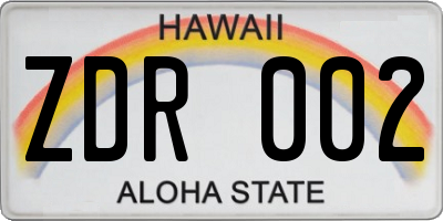 HI license plate ZDR002