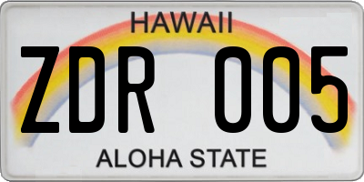 HI license plate ZDR005