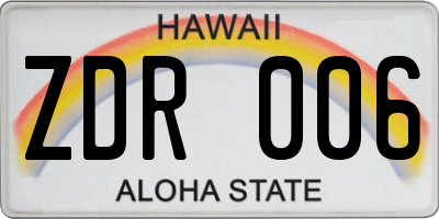 HI license plate ZDR006