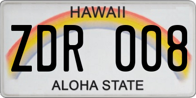 HI license plate ZDR008