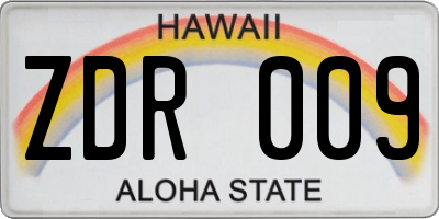 HI license plate ZDR009