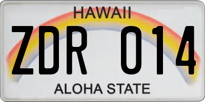HI license plate ZDR014