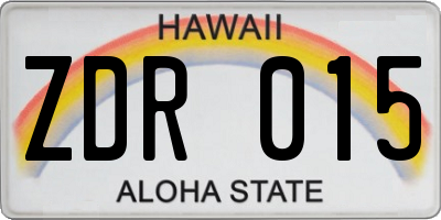 HI license plate ZDR015