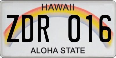 HI license plate ZDR016