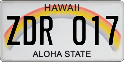 HI license plate ZDR017
