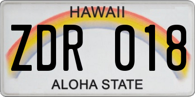 HI license plate ZDR018