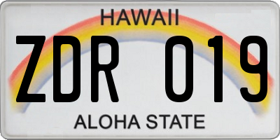 HI license plate ZDR019