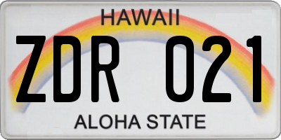 HI license plate ZDR021