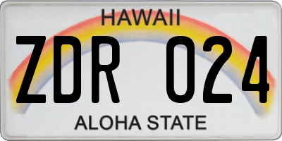 HI license plate ZDR024