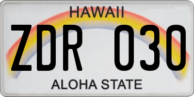 HI license plate ZDR030