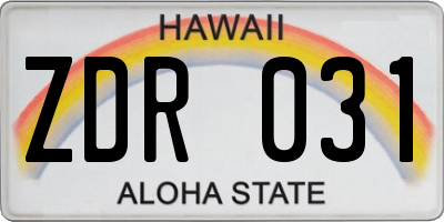 HI license plate ZDR031