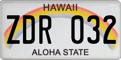 HI license plate ZDR032
