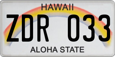 HI license plate ZDR033