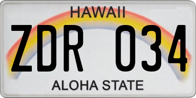 HI license plate ZDR034