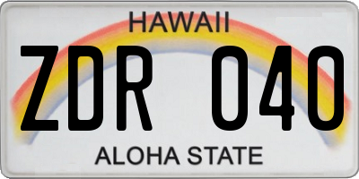 HI license plate ZDR040