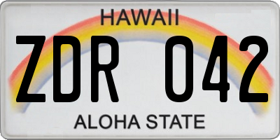 HI license plate ZDR042