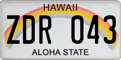 HI license plate ZDR043