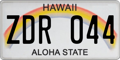 HI license plate ZDR044