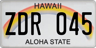 HI license plate ZDR045