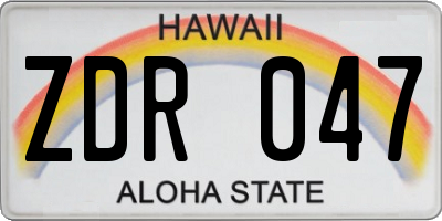 HI license plate ZDR047
