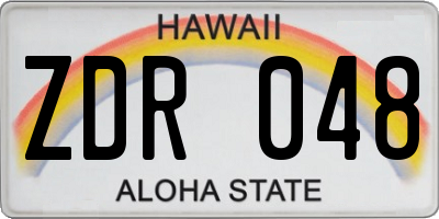 HI license plate ZDR048