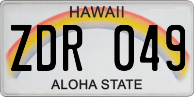 HI license plate ZDR049