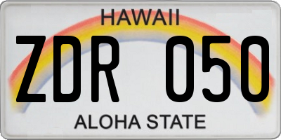 HI license plate ZDR050