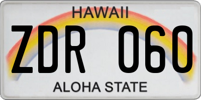 HI license plate ZDR060