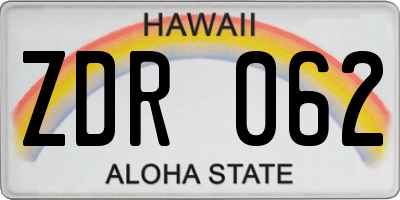 HI license plate ZDR062