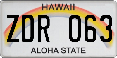 HI license plate ZDR063