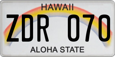HI license plate ZDR070