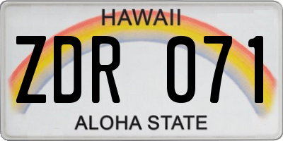 HI license plate ZDR071