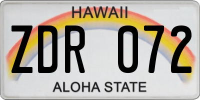 HI license plate ZDR072