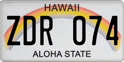 HI license plate ZDR074